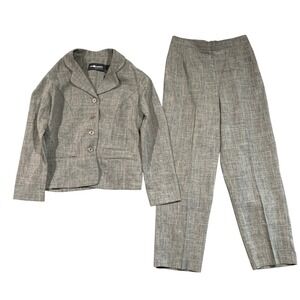 Sag Harbor Dress Petite Womens 2 Piece Pant Suit‎ Set Career Gray Polyester 8P
